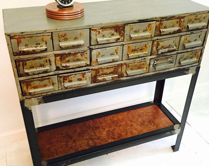 Vintage Metal Card Catalog/hardware Drawer Console/entry/media Etsy