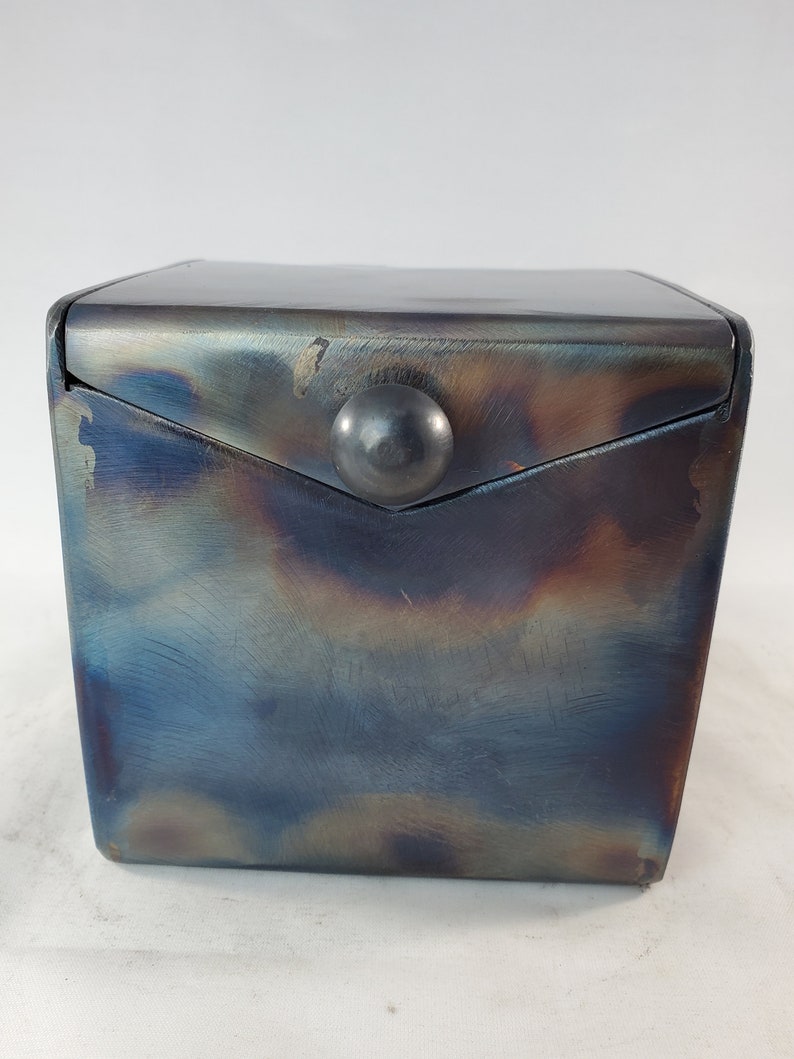 Metal Keepsake Box Gift Box Jewelry Box, 4 Tall 4 Wide, Rivet Handle image 3