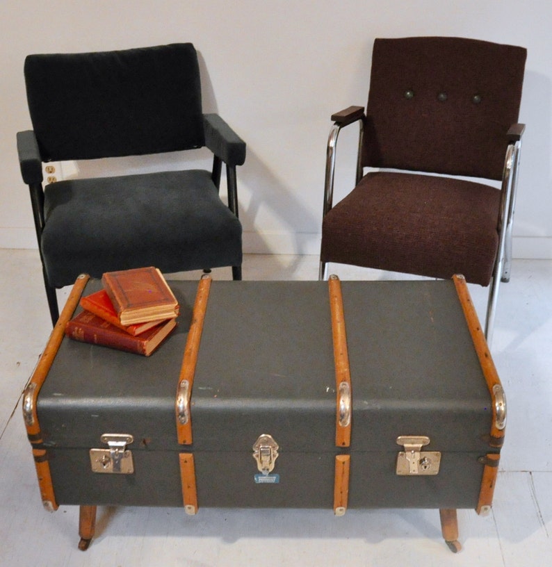Vintage Bentwood Steamer Trunk Coffee Table Etsy