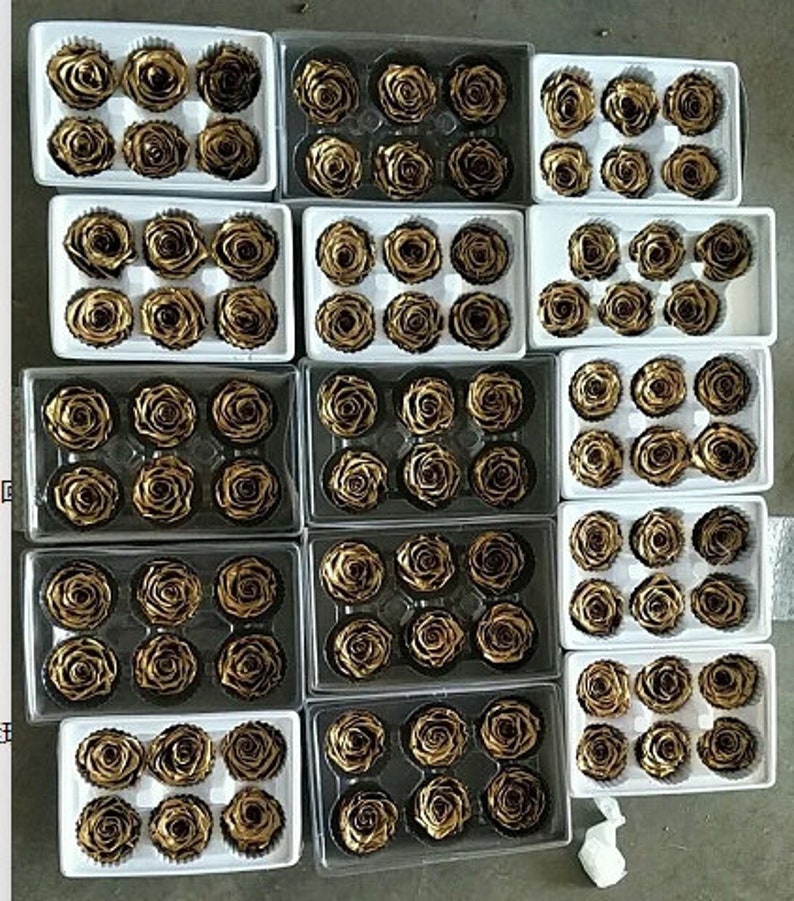 Preserved Rose Heads 6 Roses Gold Preserved Roses Simply Beautiful ! Gold Rose Heads A Gift Remembered For Years
