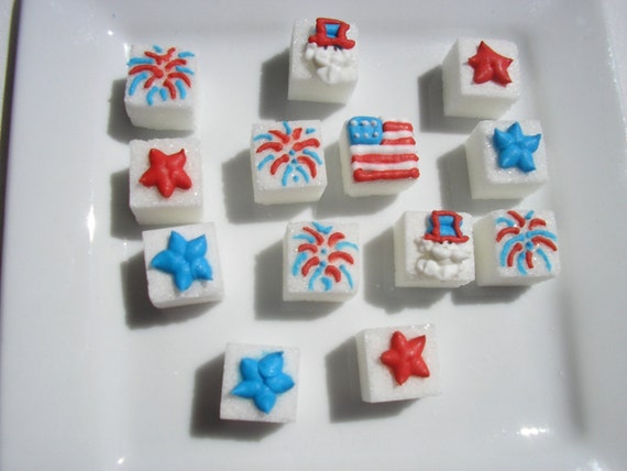 28 Pcs Decorated Sugar Cubes 4th Of July Collection Simply Etsy