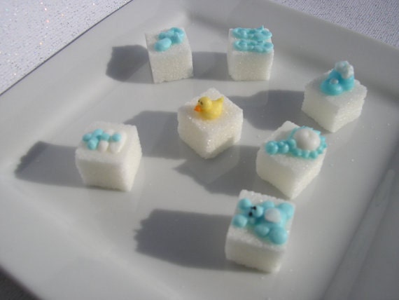 28 Pcs Decorated Sugar Cubes Baby Boy Collection Simply Etsy