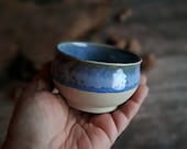 Ciotola in gres - ceramica tornita a mano - per la cucina - blu - azzurro