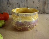 Yellow raku ceramic round bowl handmade