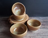 Set di Ciotole in gres - ceramica tornita a mano - per la cucina - giallo - beige