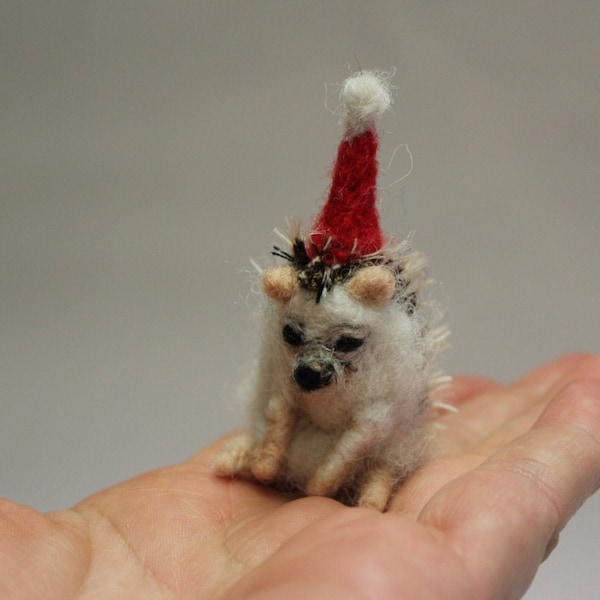 Nadelgefilzter Igel-Ornament-Weihnachts-Igel-Handgemachter Igel-Weihnachten-Nadelgefilztes Tier-Wolle-Waldtier-schöner Igel