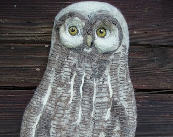 Owl wall hanging Needle felted picture, wool wall art