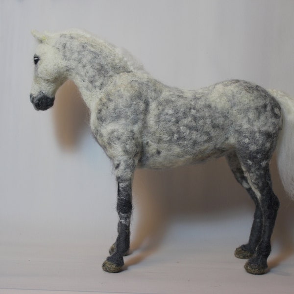 Needle felted stallion horse. Handmade. Soft sculpture. Needle felted horse. Made by DaliaNerijusFelt. Custom order