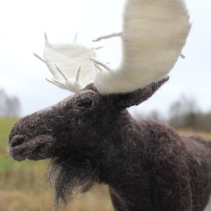 felted moose-needle felted animal- soft sculpture-fiber arts