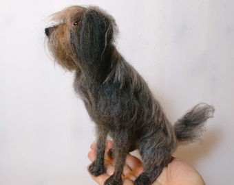 Custom Needle Felted Dog Sculpture: Wool Pet Replica