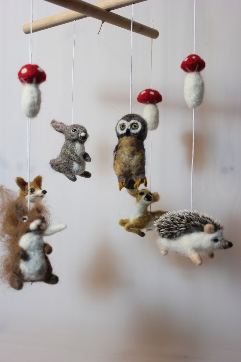 Gefilzte Baby mobile Waldtiere und Pilze Igel Eule Hase Etsy