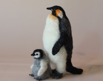 Needle felted penguin Miniature soft sculpture Wild animals art