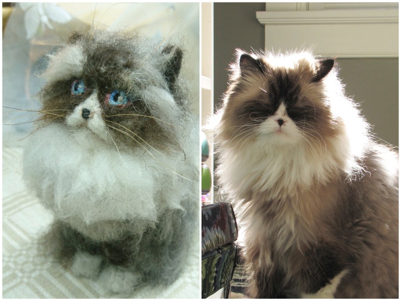 Needle Felted Cat, Custom Pet Portrait Sculpture, Replica, Cat made to order imagem 6