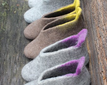 Felted slippers Charcoal Natural grey Dark grey  Women home shoes DaliaNerijusFelt