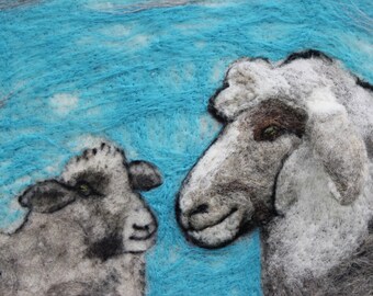 Needle Felted Sheep Wall Hanging: Handmade Fiber Art