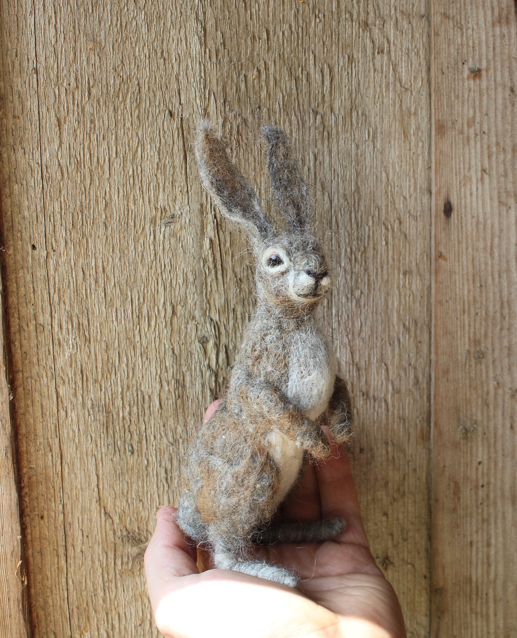 Needle Felted Hare Sculpture: Wool Bunny, Forest Animal Decor - Etsy