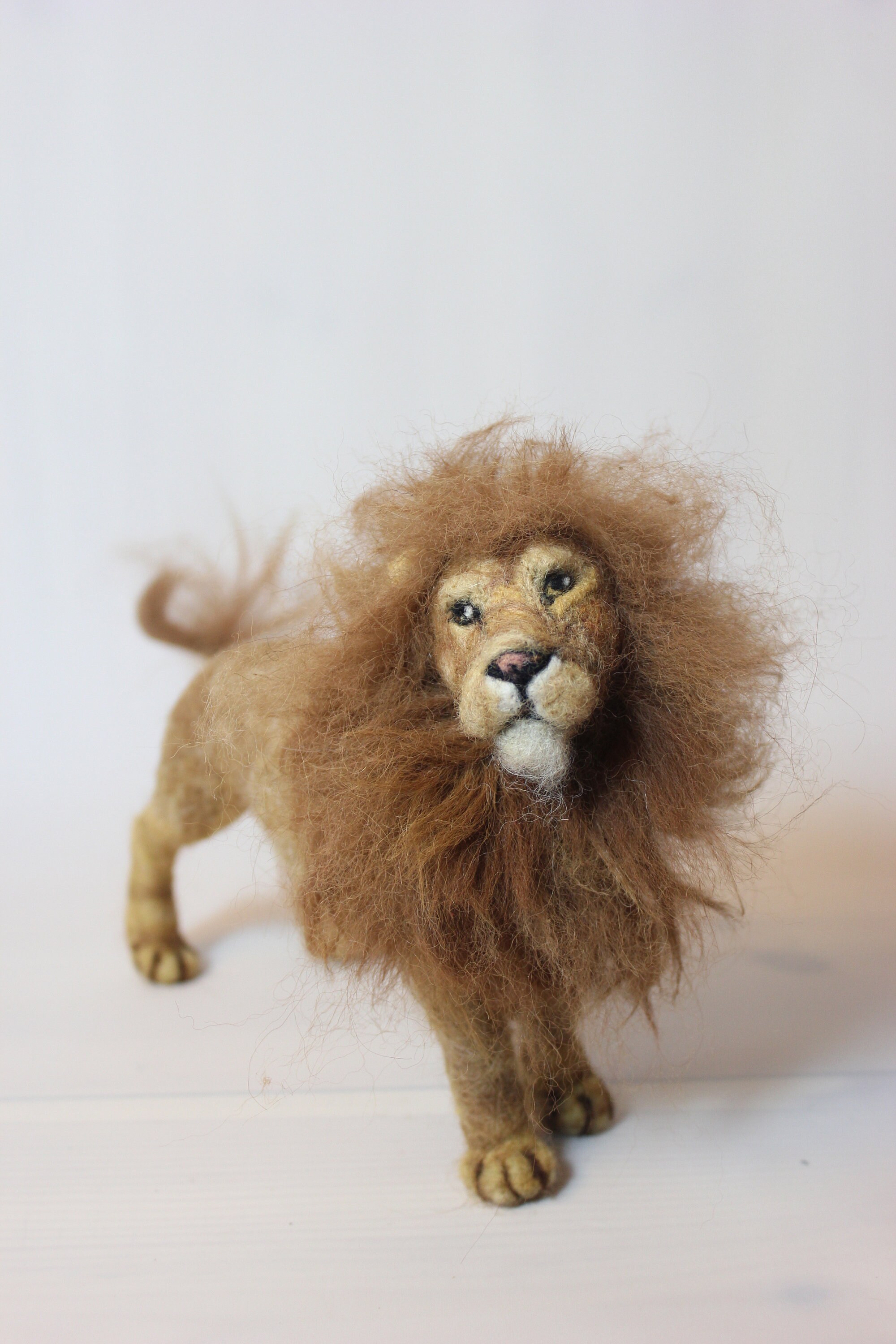 Needle felted lion felted animal lion figurine lion soft Etsy