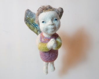 Needle felted Angel, Felted baby mobile, Angel art doll, Ready to ship