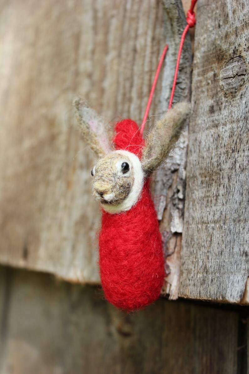 Personalized Hare Christmas Ornament Unique accent Needle Felted Custom Christmas Hare Decoration Needle Felt tree Ornament