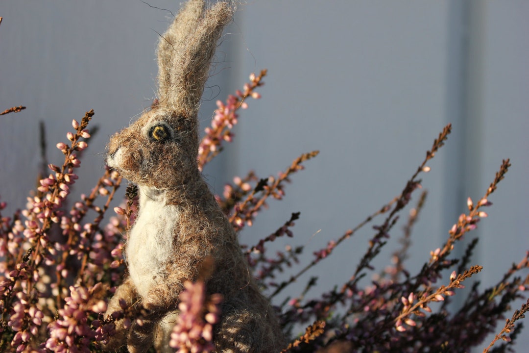 Needle Felted Gray Hare, Rabbit or Bunny.miniature Soft Sculpture ...