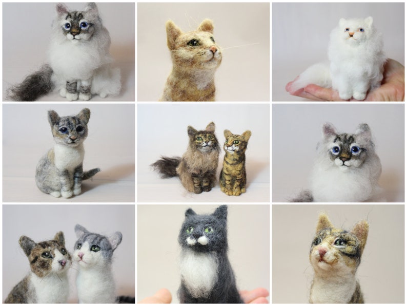 Needle Felted Cat, Custom Pet Portrait Sculpture, Replica, Cat made to order image 3