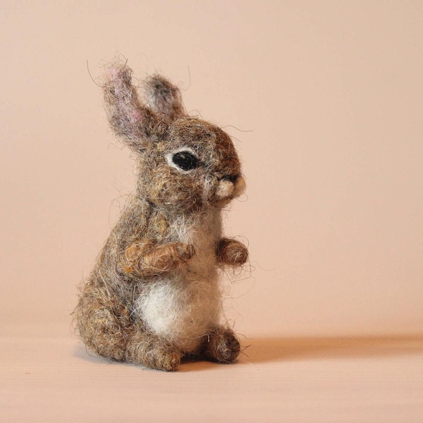 Needle felted Hare. Felt soft sculpture. Wildlife miniature gift