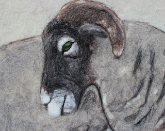 Sheep wall hanging Needle felted picture Felt wall art