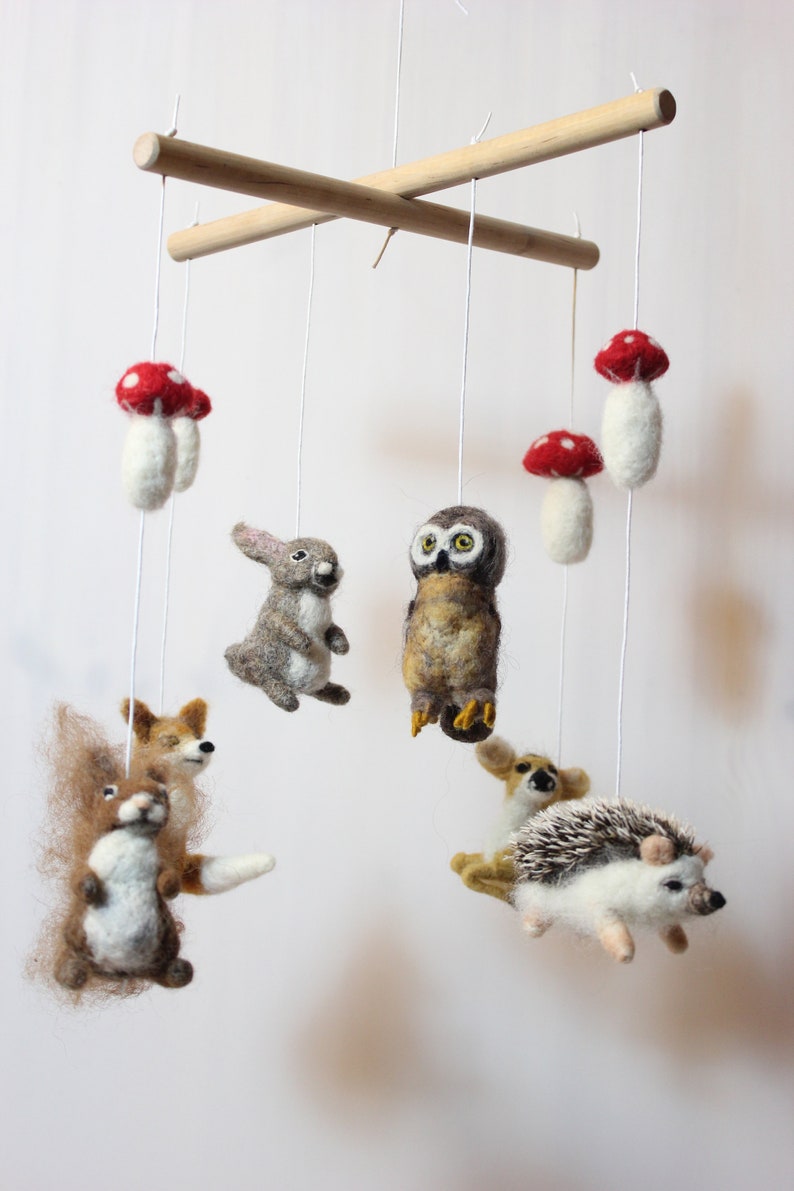 Gefilzte Baby mobile Waldtiere und Pilze Igel Eule Hase Etsy