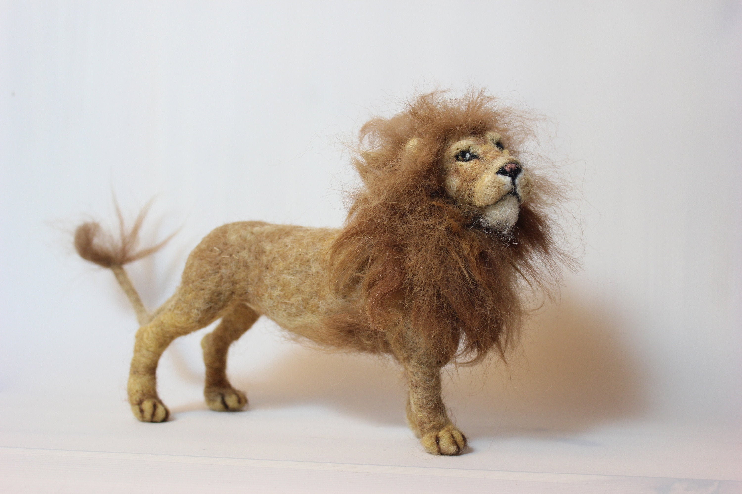 Needle felted lion felted animal lion figurine lion soft Etsy