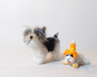 Custom made dog, Realistic felted dog, needle felted dog replica