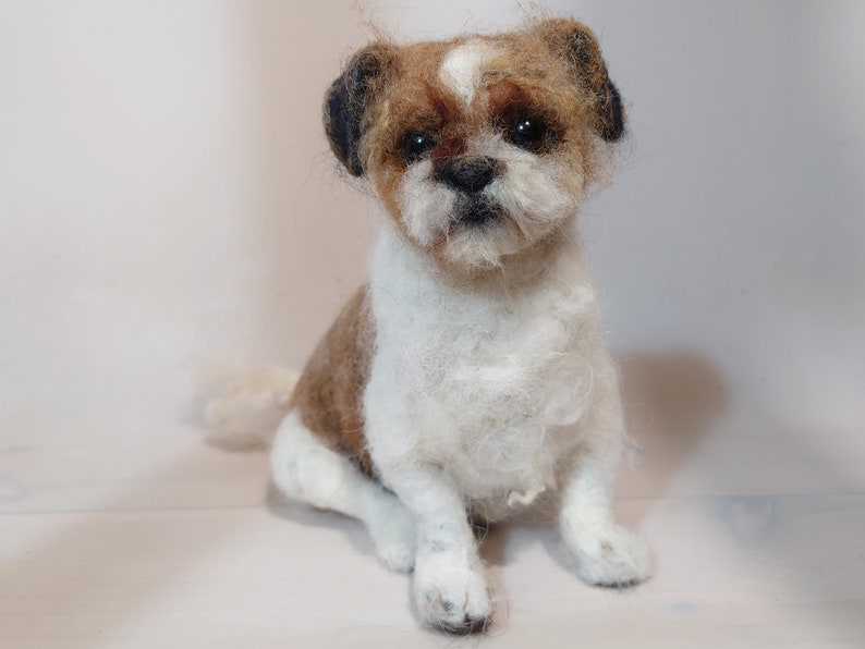 Dog replica Pet loss gift Felted dog sculpture image 5
