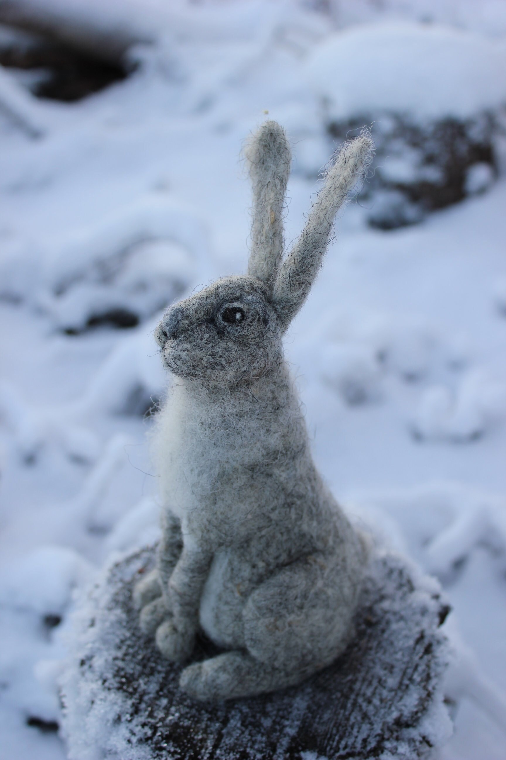 Needle felted  Animal. Hare, Rabbit or Bunny.Miniature soft sculpture, felted wild animals