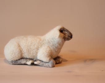 Needle Felted Sheep Sculpture: Handmade Wool Animal, made by Dalia and Nerijus Felt