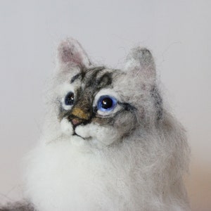 Needle Felted Cat, Custom Pet Portrait Sculpture, Replica, Cat made to order image 2