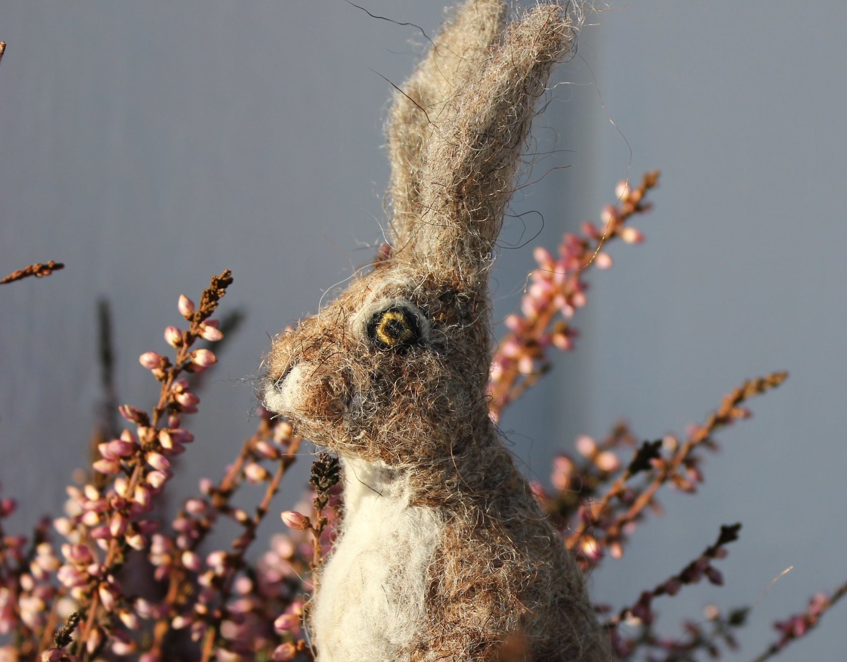 Needle Felted Gray Hare, Rabbit or Bunny.miniature Soft Sculpture ...