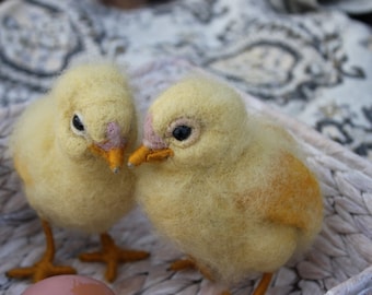 Needle Felted Chick, Waldorf, Yellow Easter Chick, needle felted bird