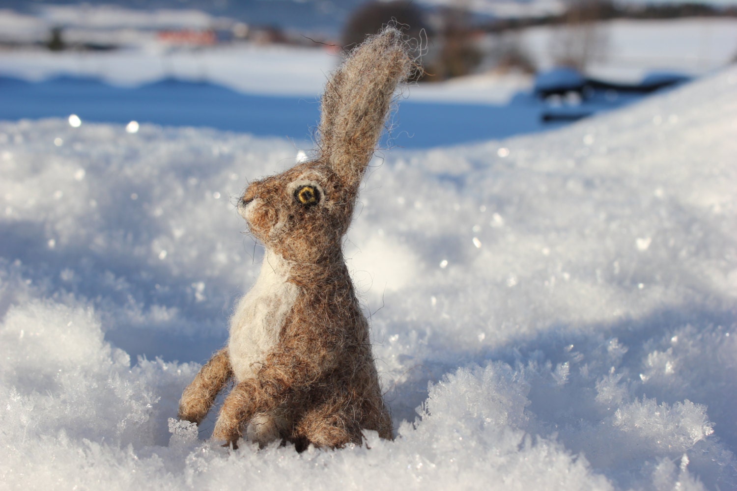 Needle Felted Gray Hare, Rabbit or Bunny.miniature Soft Sculpture ...