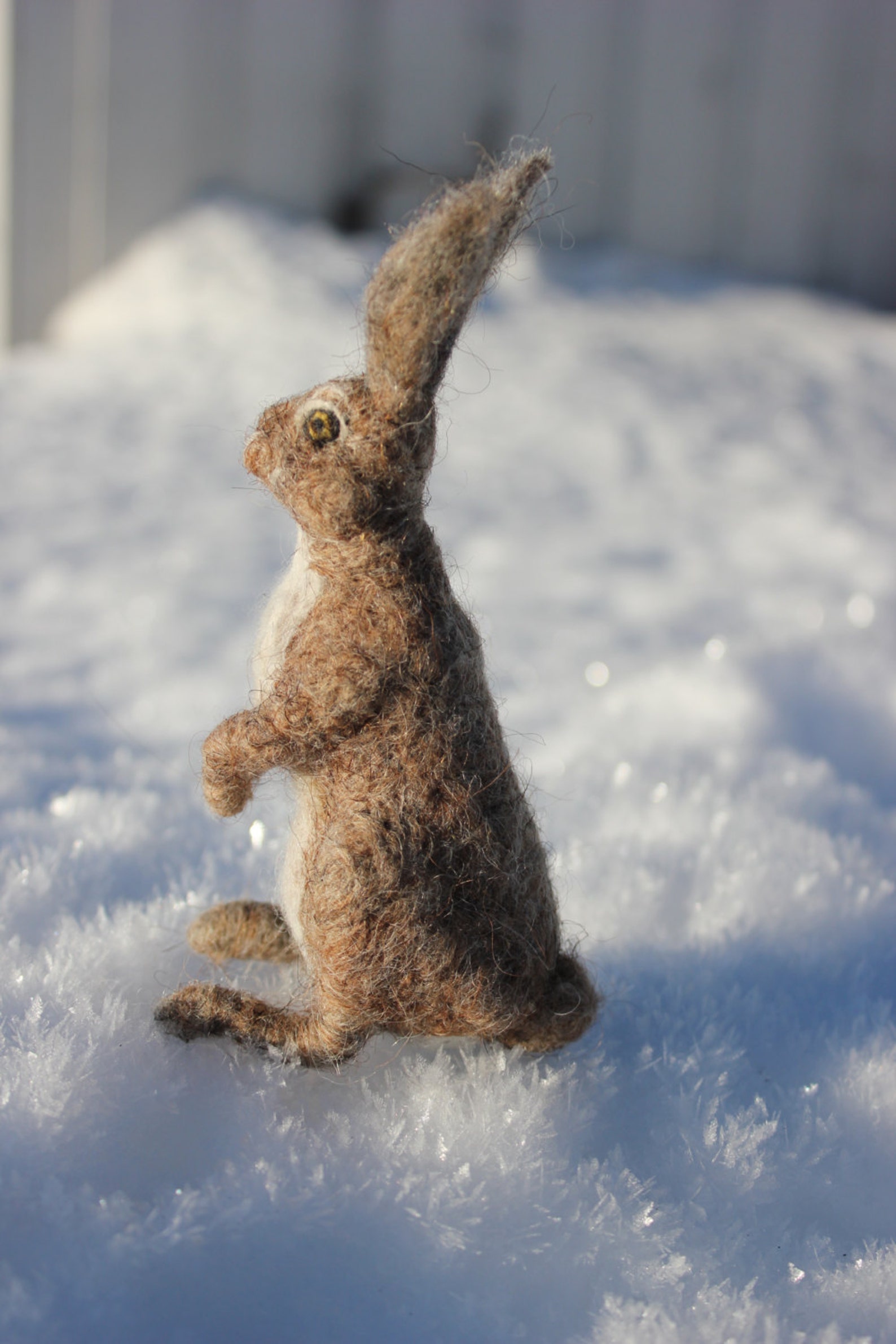 Needle Felted Gray Hare, Rabbit or Bunny.miniature Soft Sculpture ...