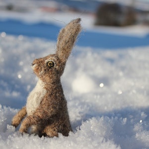 Needle Felted Gray Hare, Rabbit or Bunny.miniature Soft Sculpture ...