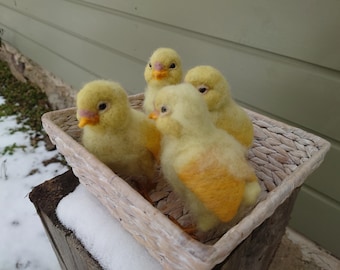 Needle Felted Chick, Waldorf, Yellow Easter Chick, needle felted bird