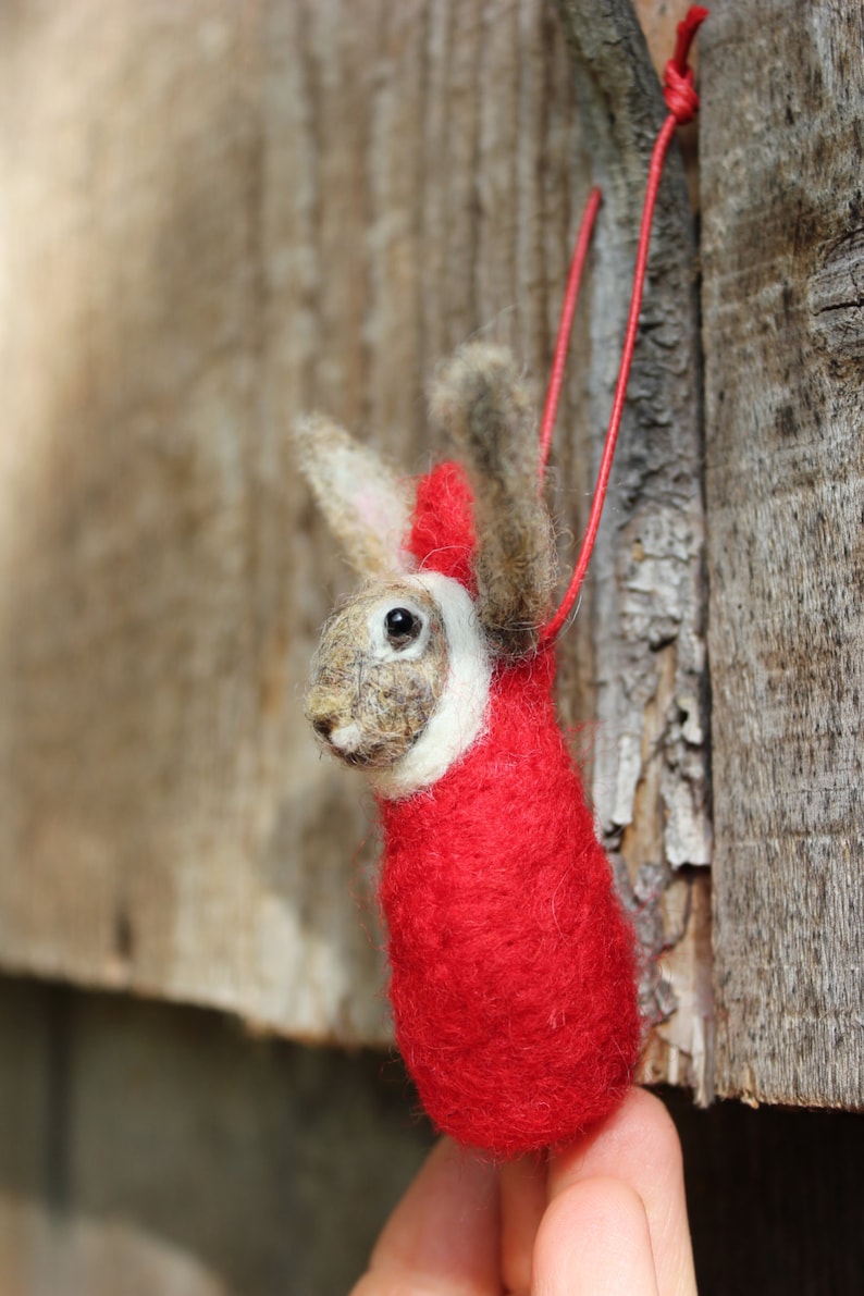 Personalized Hare Christmas Ornament Unique accent Needle Felted Custom Christmas Hare Decoration Needle Felt tree Ornament