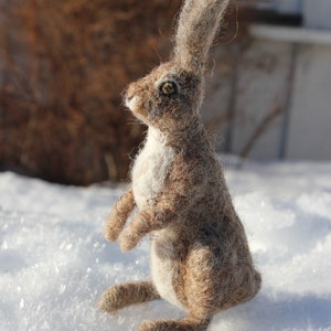 Needle Felted Gray Hare, Rabbit or Bunny.miniature Soft Sculpture ...