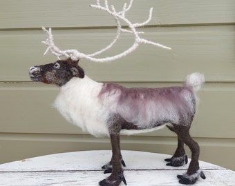 Needle felted animal. Needle felted Reindeer. Needle felted soft sculpture