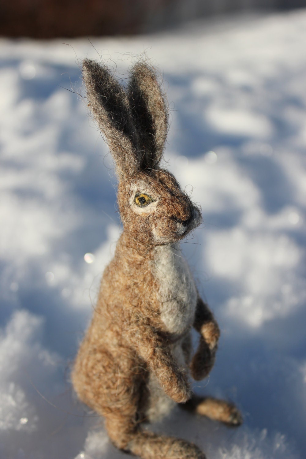 Needle Felted Gray Hare, Rabbit or Bunny.miniature Soft Sculpture ...