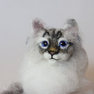 Needle Felted Cat, Custom Pet Portrait Sculpture, Replica, Cat made to order imagem 5