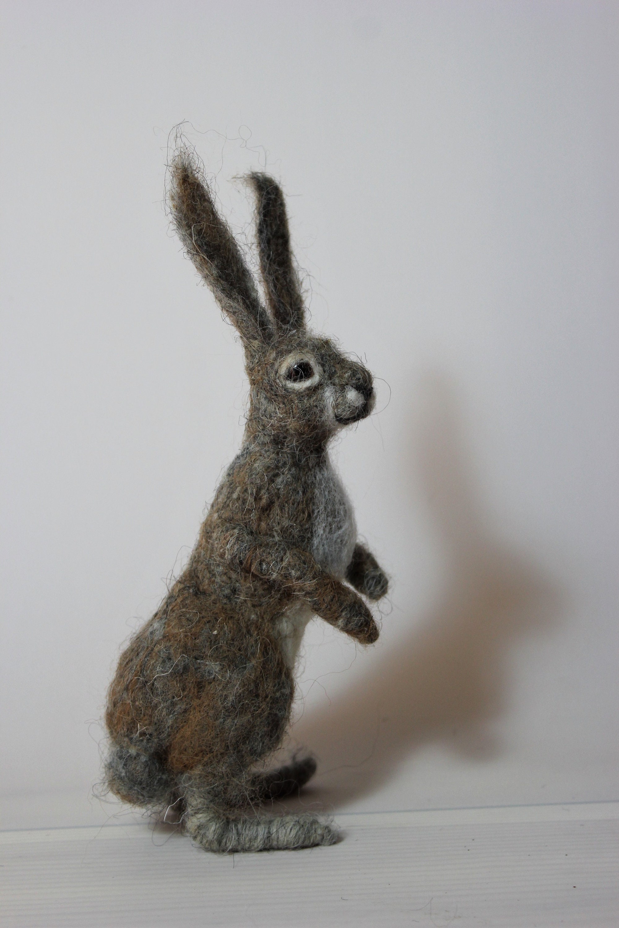 Needle Felted Hare Sculpture: Wool Bunny, Forest Animal Decor - Etsy