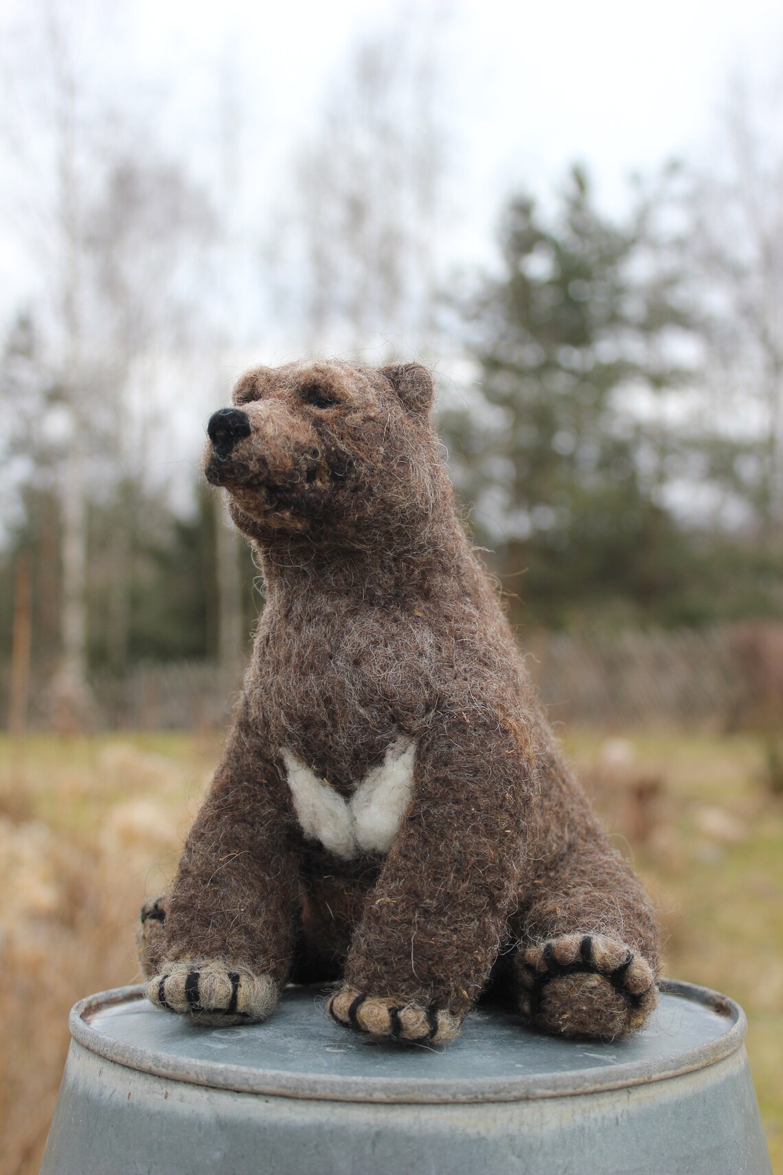 Needle Felted Brown Bear Felt Animal. Handmade Soft Etsy