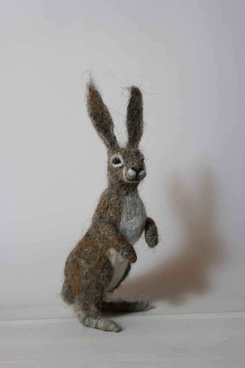 Needle Felted Hare Sculpture: Wool Bunny, Forest Animal Decor - Etsy