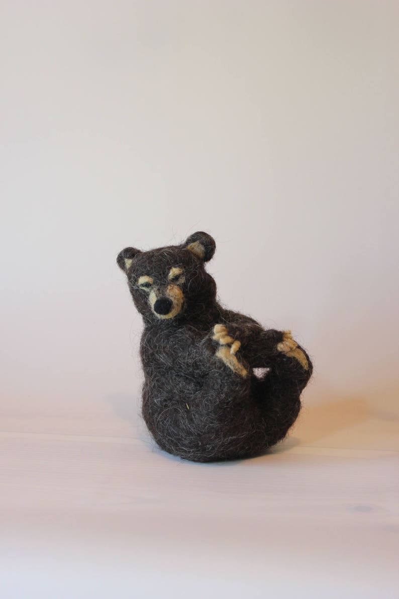 Needle Felted Animal. Wool Black Bear Brown Bear Cute Etsy