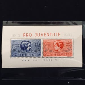 Medicine on Stamps: Switzerland/ Child Welfare Souvenir Sheet/ Issued 1937/ Scott # B89/ MNH/ Free Shipping